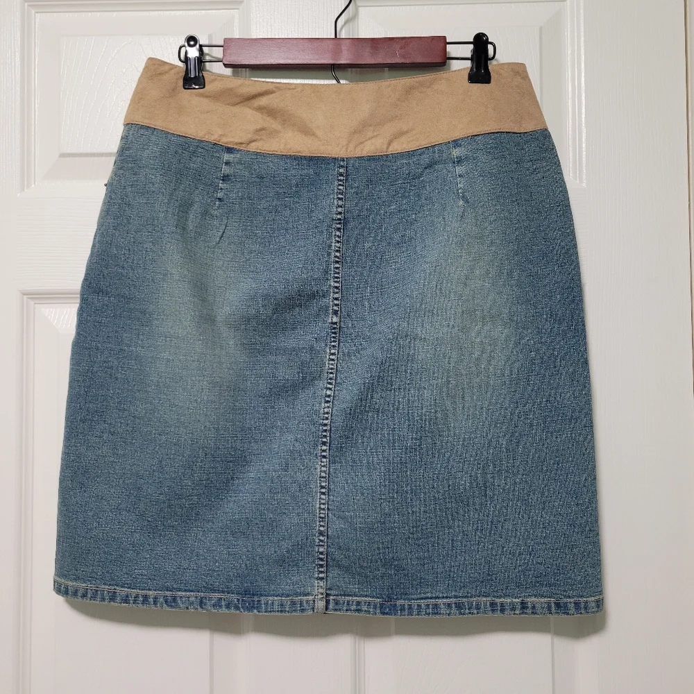 Contour Y2k Denim and Suede Skirt - Picture 2 of 9